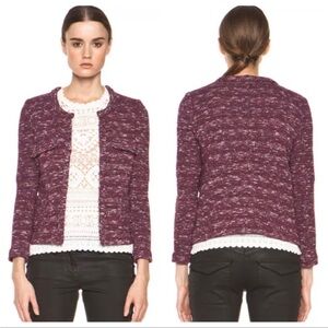 ISABEL MARANT ETOILE Ariana Tweed Boucle Knit Jacket Red White Blue 38 2